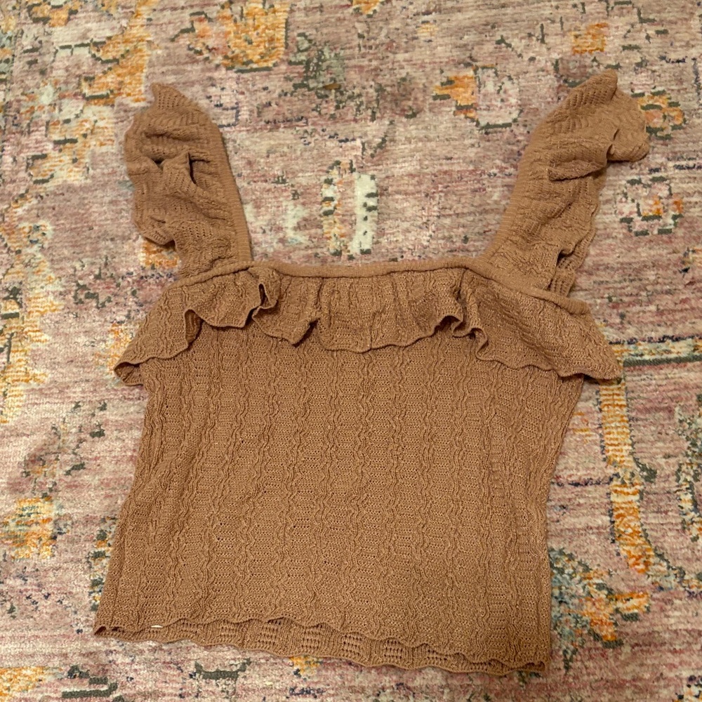 Zara Ruffled Tan Camisole - Picture 3 of 4